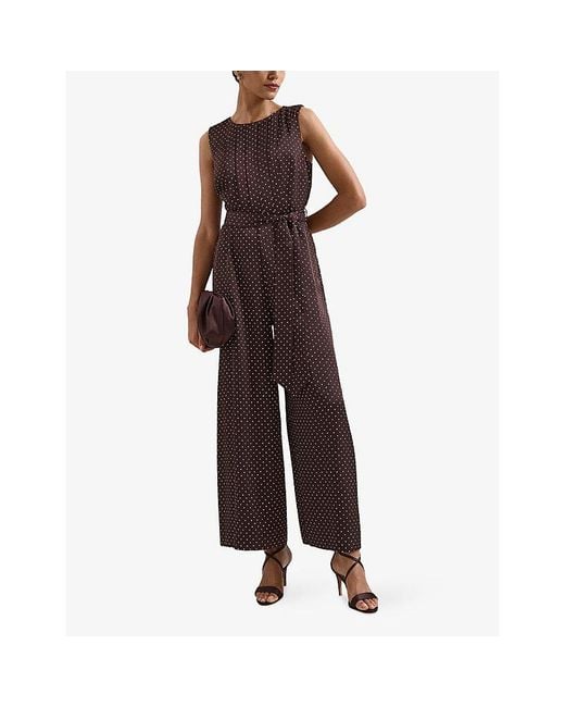 Phase Eight Brown Janine Spot-Print Woven Jumpsuit