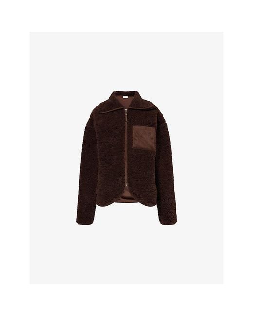 4th & Reckless Brown Zara Collared Zip-Up Fleece Jacket