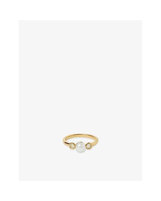Astley Clarke Metallic Pearls 18Ct, Freshwater Pearl And Sapphire Ring