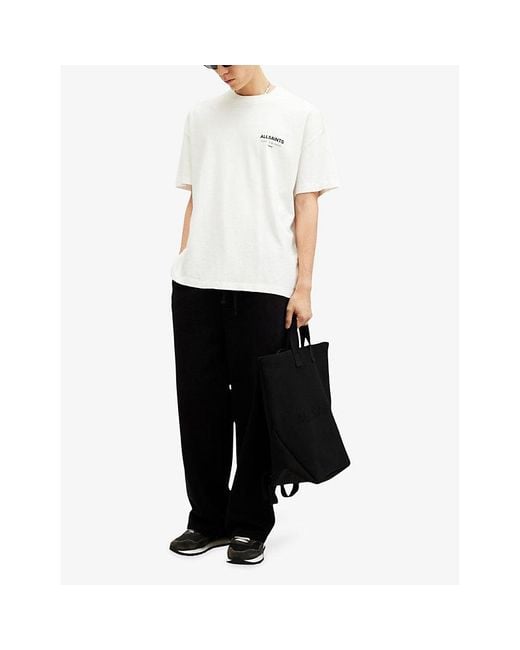 AllSaints White Underground Logo-Print Relaxed-Fit Cotton T-Shirt for men