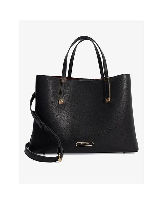Dune Black Dorry Large Recycled Faux-leather Tote Bag
