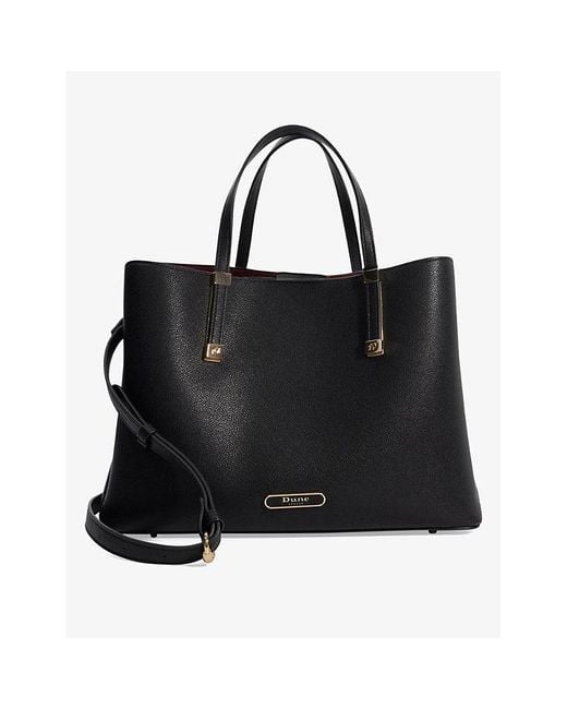 Dune Black Dorry Large Recycled Faux-Leather Tote Bag