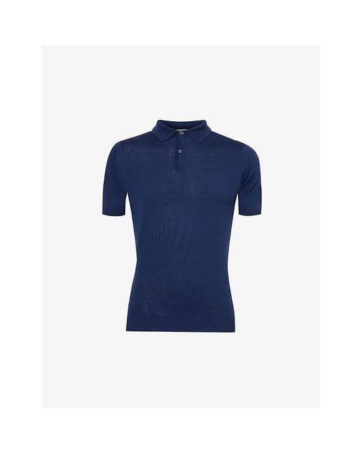 John Smedley Blue Payton Short-sleeved Wool-knit Polo Shirt Xx for men