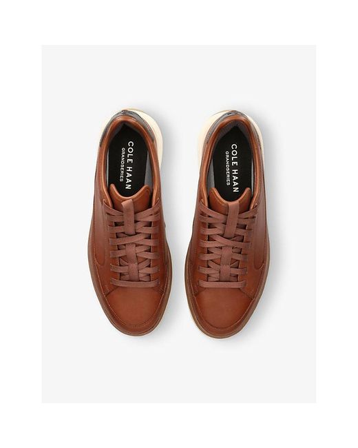 Cole Haan Brown Grand-Pro All Day Leather Low-Top Court Trainers for men