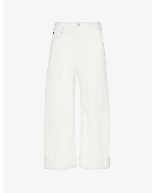 Citizens of Humanity White Ayla baggy Wide-leg High-rise Jeans