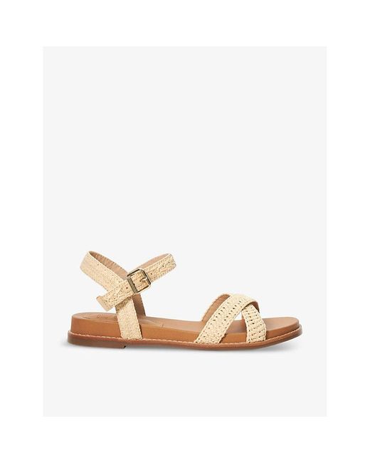 Dune Natural Lassey Crossover-strap Woven Sandals