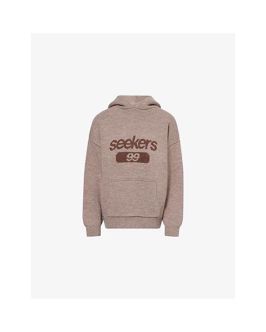Sisters & Seekers Brown Seekers Logo-Print Knitted Hoody