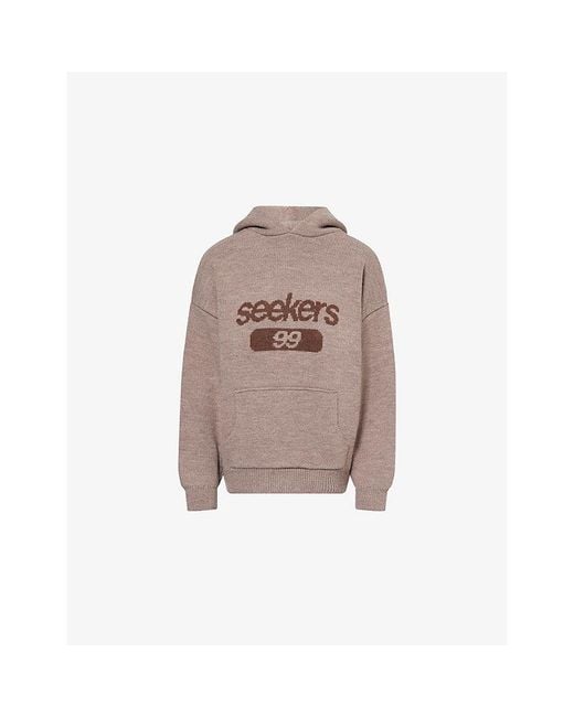 Sisters & Seekers Brown Seekers Logo-Print Knitted Hoody