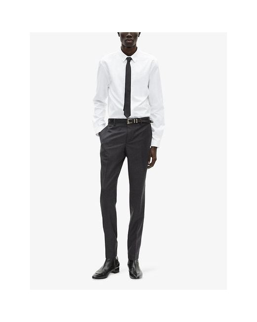 The Kooples Blue Slim-Fit Mid-Rise Wool Suit Trousers for men
