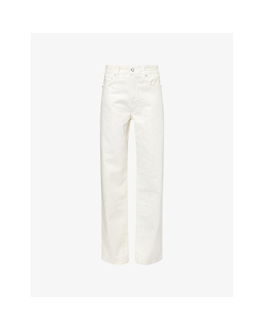 PAIGE White Aniv Sasha Straight-Leg Denim Jeans