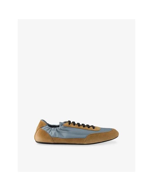 Prada Blue Collapse Re Nylon And Suede Trainers