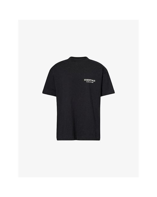 Fear Of God Black Logo-Embroidered Cotton T-Shirt for men