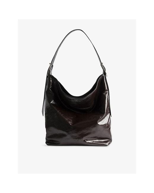 Zadig & Voltaire Black Jane Patent-Leather Shoulder Bag