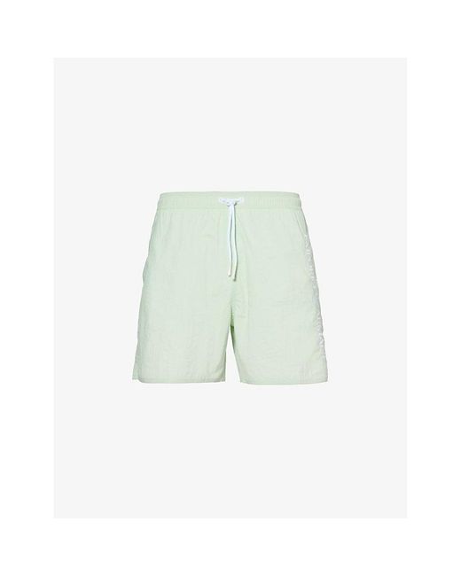 Emporio Armani Green Brand-embroidered Drawstring Swim Shorts for men