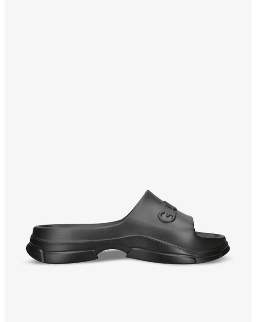 Ganni Black Logo-debossed Lightweight Rubber Sliders