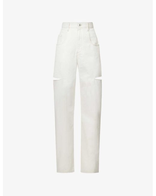 Maison Margiela Icons High-rise Straight Cut-out Jeans in White | Lyst