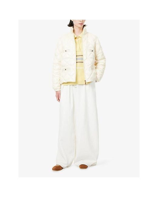 Moncler White Lavaret Quilted Shell-Down Jacket