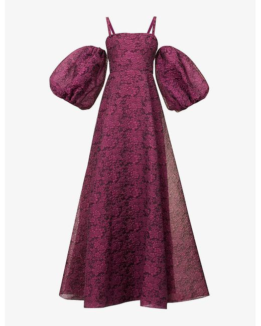 Erdem Emanuela Floral-embossed Woven Gown in Purple | Lyst UK