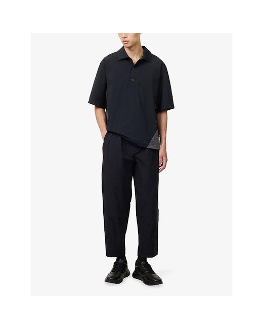 Manors Blue Shooter Branded Stretch-Woven Polo Shirt for men