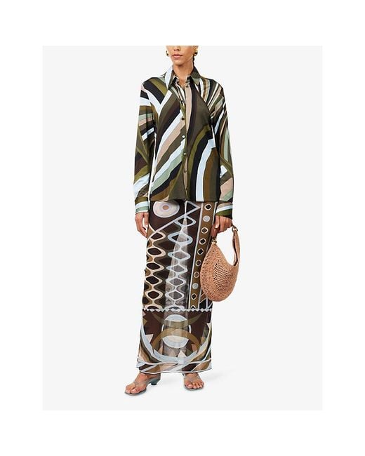 Emilio Pucci Black Iride Printed Satin Shirt