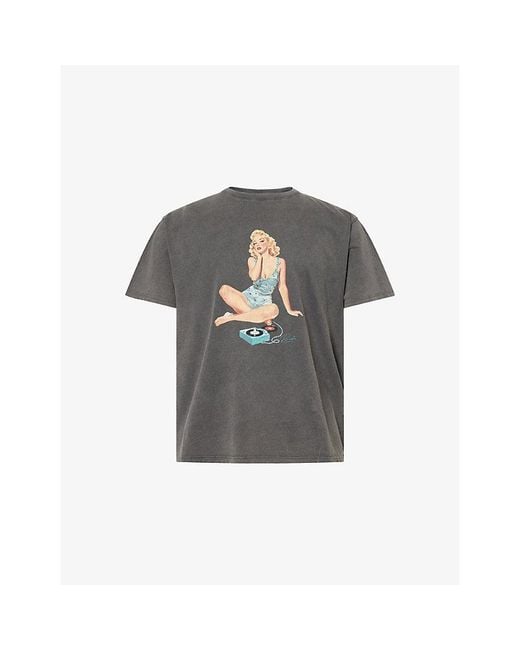 Duke & Dexter Gray Pin Up Washed Cotton-Jersey T-Shirt for men
