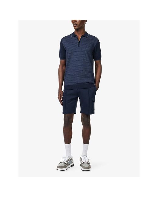Arne Blue Everyday Lux Cotton-Blend Cargo Shorts for men