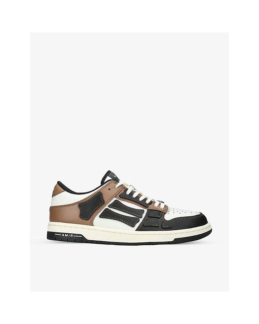 Amiri White Blk/ Skel Panelled Leather Low-Top Trainers for men