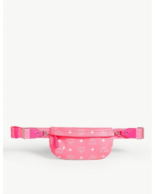 MCM Pink Neon Visetos-printed Mini Belt Bag