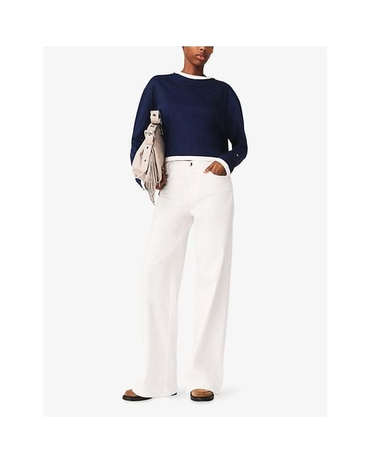 Maje White Flared Mid-Rise Denim Jeans