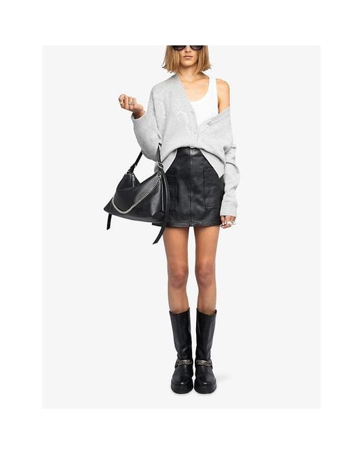 Zadig & Voltaire White Mirkaz Rhinestone-Embellished Cashmere Cardigan