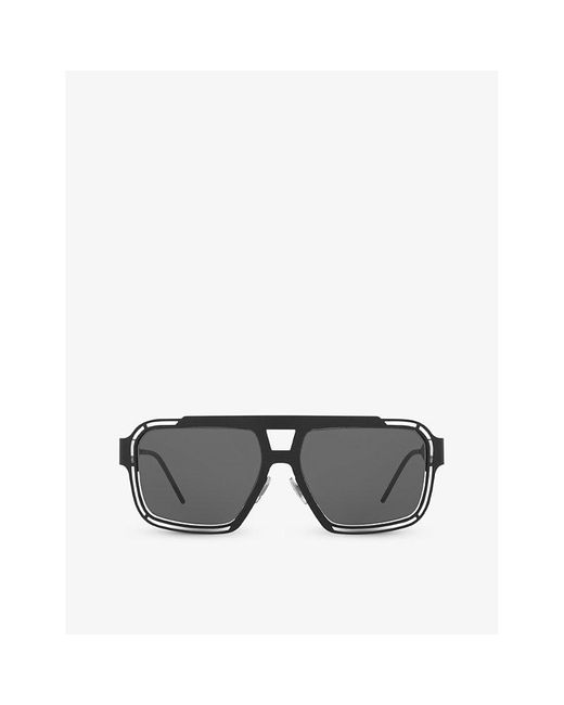 Dolce & Gabbana Gray Dg2270 Square-frame Metal Sunglasses