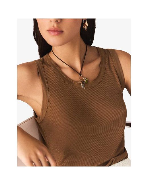 Maje Metallic Tulip-Toned Cord Pendant Necklace