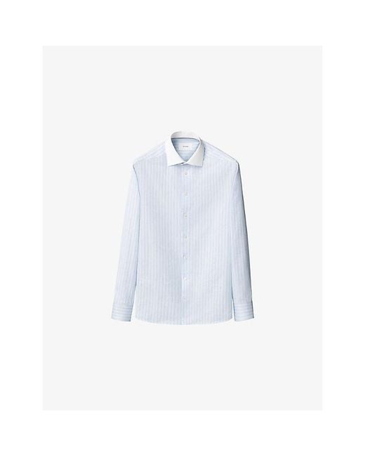 Eton of Sweden Blue Signature Twill Striped Slim-Fit Cotton Shirt for men