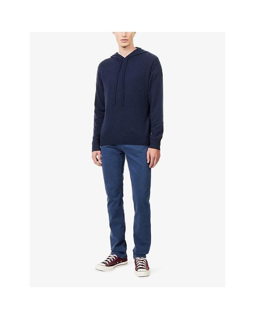 7 For All Mankind Blue Regular-Fit Knitted Cashmere Hoody for men