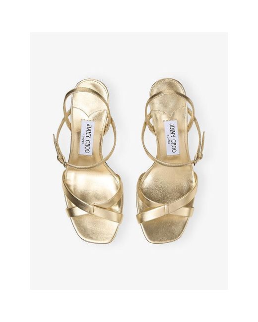 Jimmy Choo Elsy 85 Metallic Leather Sandals