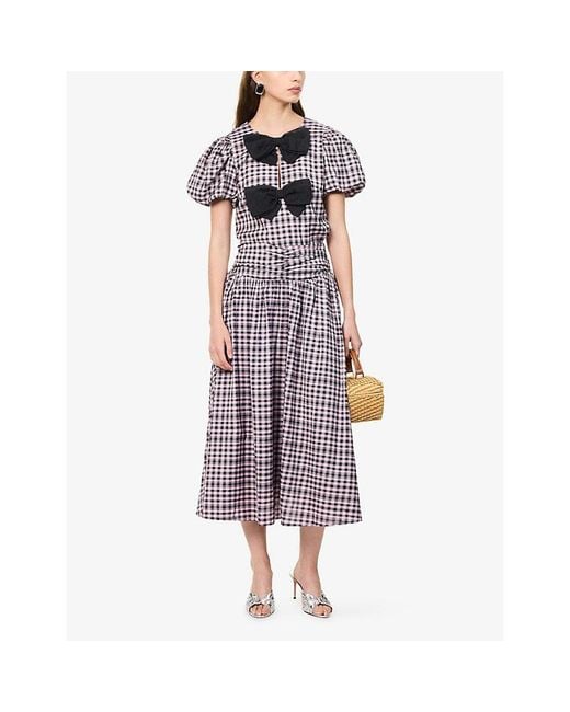 Sister Jane Purple Vence Check-Print Woven Midi Skirt
