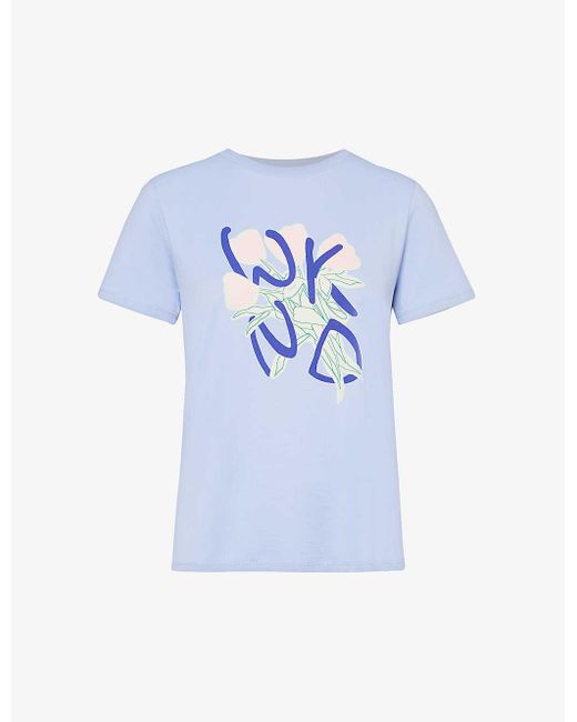Weekend by Maxmara Blue Nervi Graphic-print Cotton-jersey T-shirt