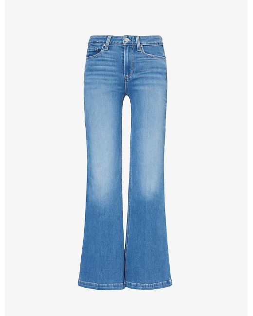 PAIGE Blue Genevieve Faded-wash Flared-leg High-rise Denim-blend Jeans