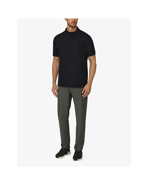 Boggi Black Open-Collar Stretch Cotton-Blend Polo for men