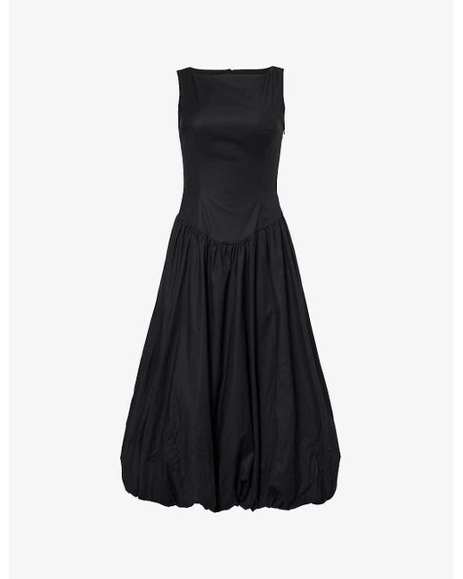 Reformation Black Elvira Sleeveless Stretch-organic Cotton Maxi Dress