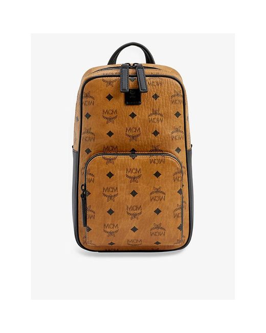 MCM Aren Monogram Coatedcanvas And Leather Crossbody Bag in Brown for