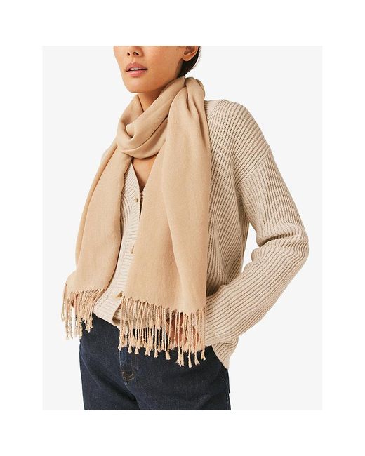 The White Company Natural Fringe-Embellished Modal And Wool Scarf