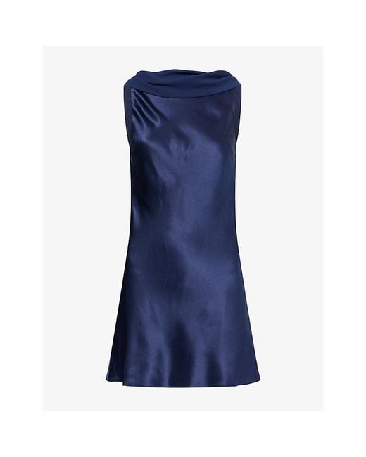 Reformation Blue Jonelle Low-Back Silk Mini Dress