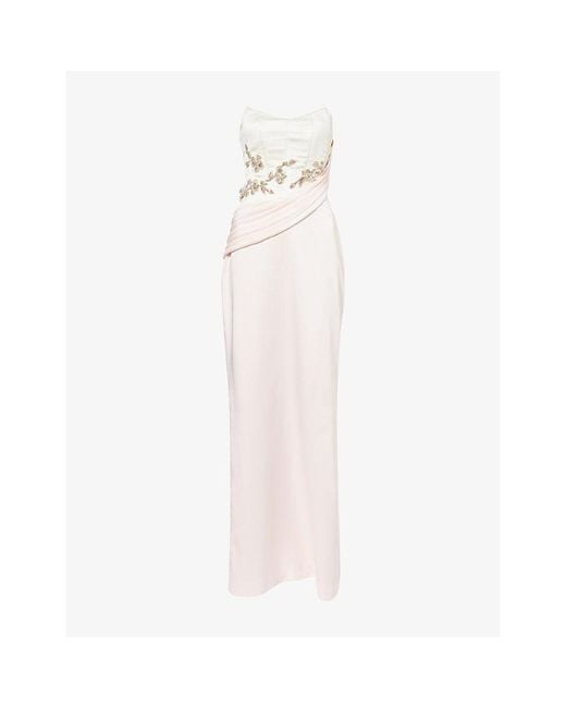 Sabina Bilenko White Sacha Corset Woven Gown
