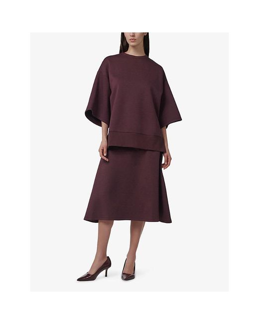 eem Purple Yoke-Detail Fit-And-Flare Stretch-Woven Skirt