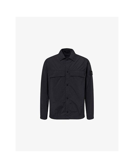 Stone Island Blue Ghost Smerigliato Compass-Badge Woven Jacket for men