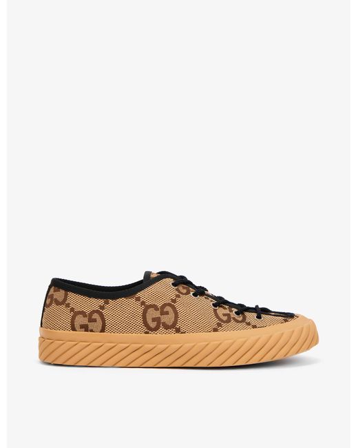 Gucci Tortuga Logo-embellished Wool-blend Low-top Trainers in Natural ...