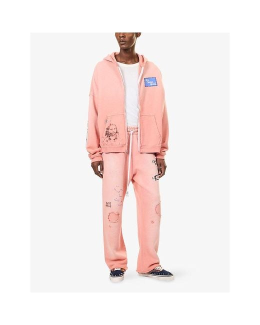Paly Hollywood Pink Alta Cienega Zip-Up Cotton Hoody for men