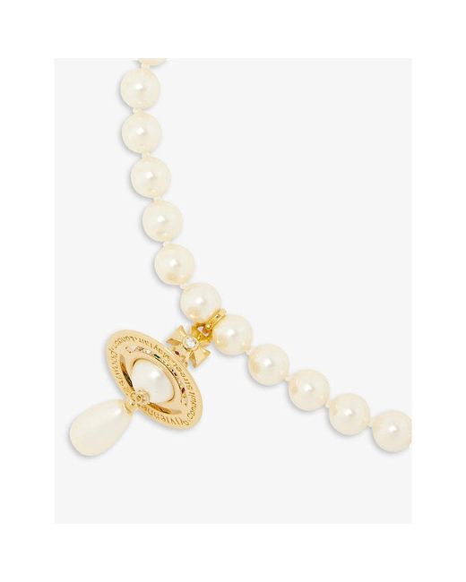 Vivienne Westwood Orb Gold-tone Brass And Faux-pearl Choker Necklace in  Metallic | Lyst