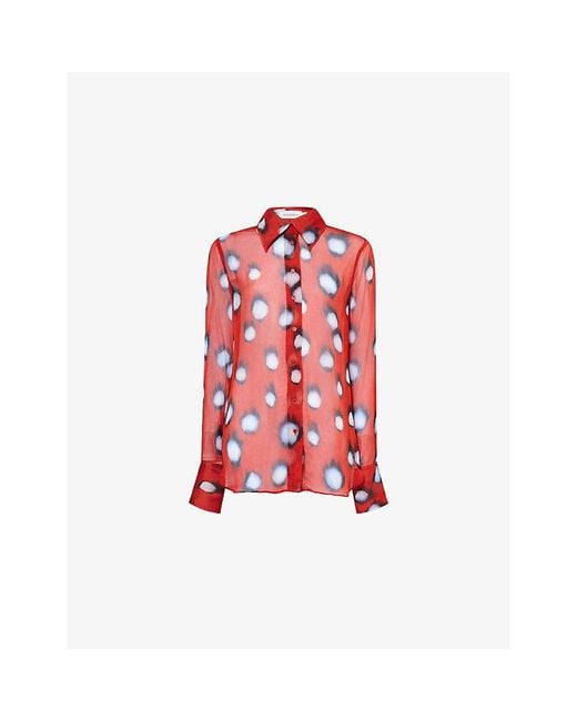Rat & Boa Red Adah Printed Sheer Shirt